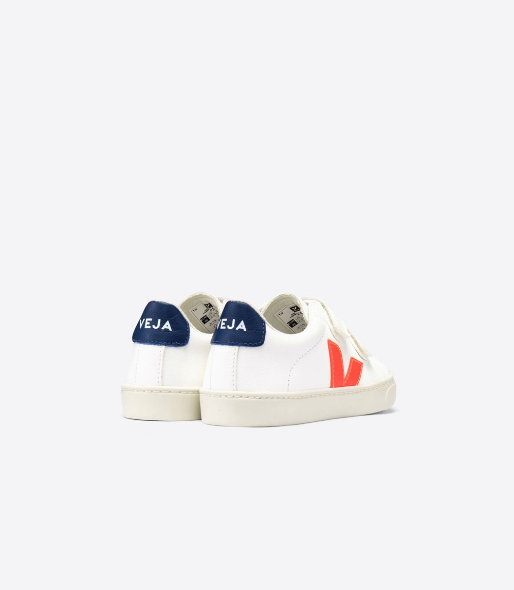 Veja Trainers Kids White/Orange - Esplar Velcro Chromefree - IAVL-68327